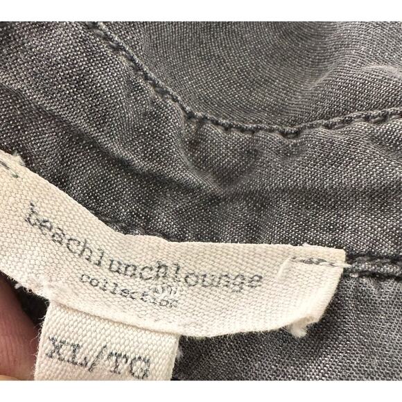 BLL BeachLunch Lounge Collection XL Button Front Top Gray 100% Lyocell - Picture 3 of 8